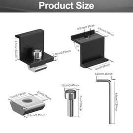 Mailfull Pack of 8 Solar Panel Brackets 30 mm Black PV Module End Clamps Solar Panel Z Holder Solar Fixings for Roofs Walls Boats Motorhomes