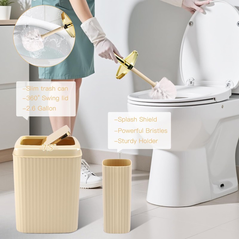 WSBArt 32PCS Bathroom Sets with Shower Curtain and Rugs-Beige Bathroom