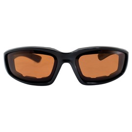 Birdz Eyewear Oriole Padded Motorcycle Riding Sunglasses Black Frame with Amber Anti-Fog UV400 Lenses