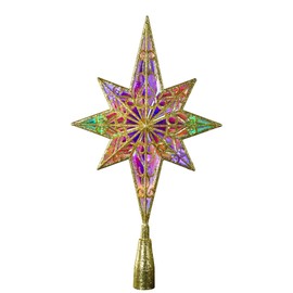 LED Glitter Star of Bethlehem Christmas Tree Topper - 14.5" - Gold - Multi Lights