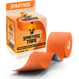 Sparthos Kinesiology Tape - Incredible Support for Athletic Sports and Recovery - Free Kinesio Taping Guide! - Lifting Sensitive Fit Prewrap - Uncut (Tiger Orange)