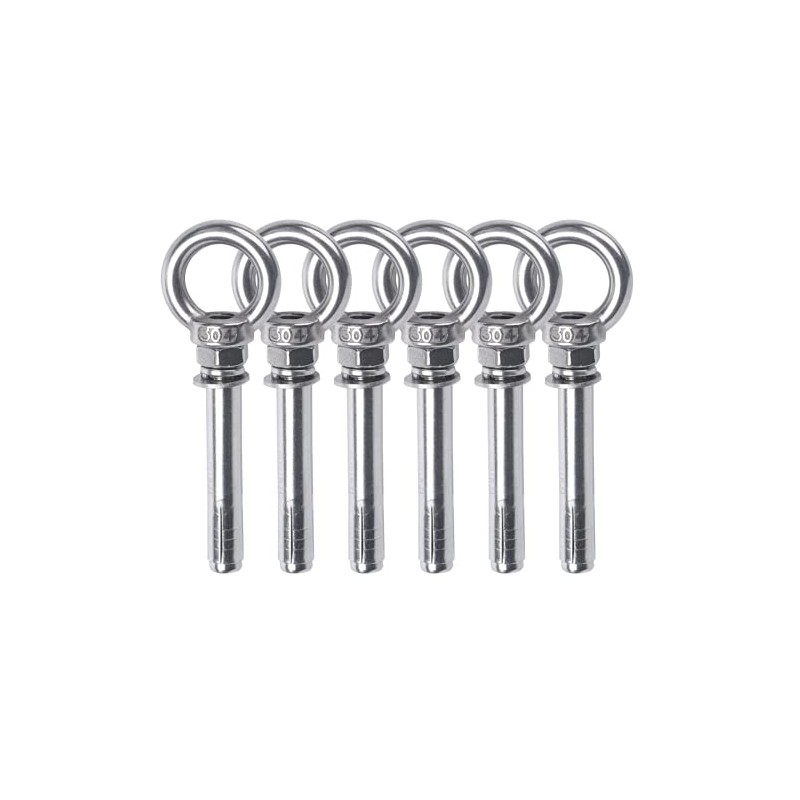 6 Pcs M6x60mm Expansion Bolt, 304 Stainless Steel Ring Lifting