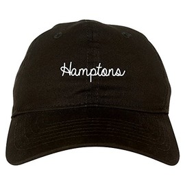 Hamptons NY Script Chest Dad Hat Black