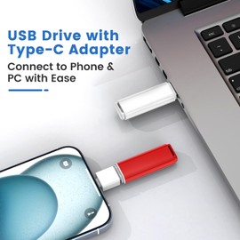 ABLAZE 64GB USB 3.0 Flash Drives 5 Pack with Type C Adaters, Thumb Drives 64GB USB Sticks Memory Sticks Pendrives for PC/Smartphones/Computer