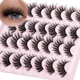False Lashes Natural Cateye Eyelashes - 3D Fluffy 14mm Natural look Fake Eye Lashes Clear Band Reusable Pestañas Postizas 14 Pairs Pack by Obeyalash(W3）
