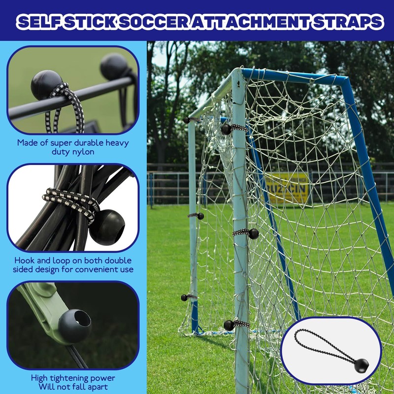 Waltool 60Pcs Goals Net Attachment Straps and 5.9 Inch Soccer