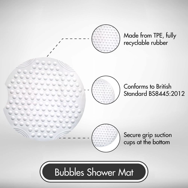 AQUALONA® Premium Shower Mat, Anti-Mould Non-Slip – Extra Soft TPE,