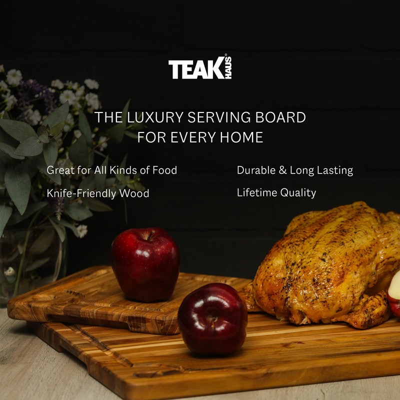 Teakhaus Teak Cutting Board - Rectangle Edge Grain Board With
