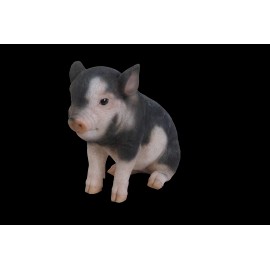 Hi-Line Gift Ltd. Baby Pig Piglet Sitting Figure Garden Statue Table Decoration, Home/Farm Decor - Brown
