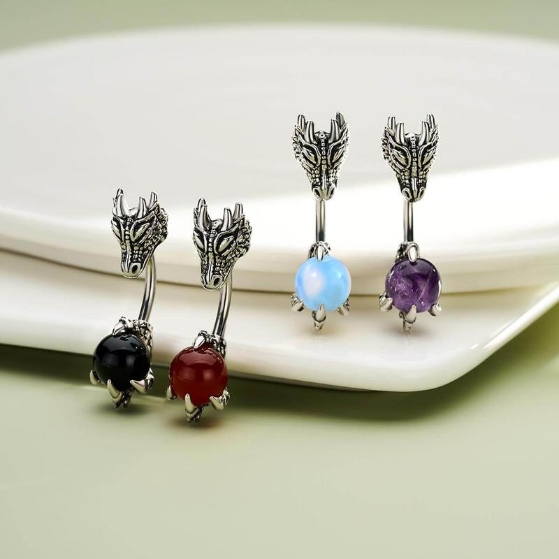 Oufer 14G Dragon and Claw Belly Button Ring - Color: