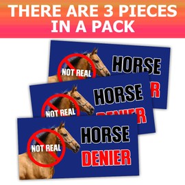 HOSALA (3Pcs - 7.5x3.75 IN) Horse Denier Car Bumper Sticker, Funny Quirky Car Decal, Adult Humor Truck Minivan Trailer Vehicle Decoration, Teens Meme Car Accessories, Gift For Family, Friends