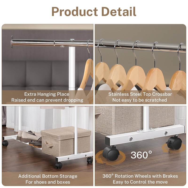 VICERII Clothes Rack, 130LB Capacity Heavy Duty Clothing Rack with