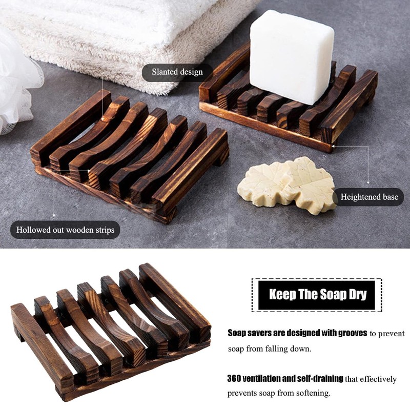 SANTUO 2Pcs Bamboo Soap Dish Hawaii Style Soap Dishes for