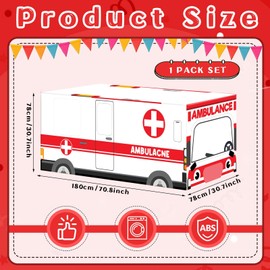 Cumule 6 Ft Ambulance Tablecloths Ambulance Theme Table Cover Birthday Party Decorations Washable Polyester Rectangle Table Cover Decor for Dinner Picnic Table Cloth School Home Decoration