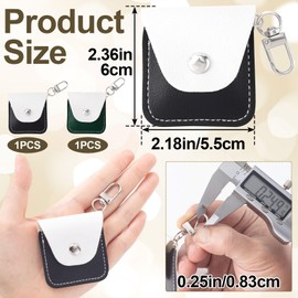 Joez Wonderful 2 Pcs Ring Holder Keychain, Leather Mini Pouch, Portable Travel Case, Jewelry Pouch for Gym, Guitar Pick, Necklace, Wedding (Black, Green)