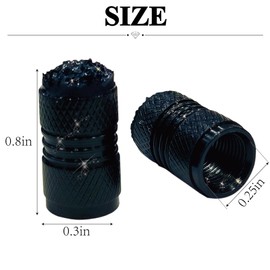 Bling Tire Valve Stem Caps for Car,4 Pack Rhinestone Crystal Metal Valve Covers – Universal Fit for Cars, SUVs, Trucks Stylish Car External Accessories for Women (Black)
