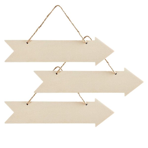 JANOU 3pcs Unfinished Wood Sign Blank Arrow Shape Hanging Wooden