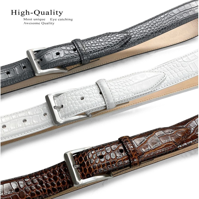 Grove Genuine Italian Leather Dress Belt-Alligator Black-40-Black