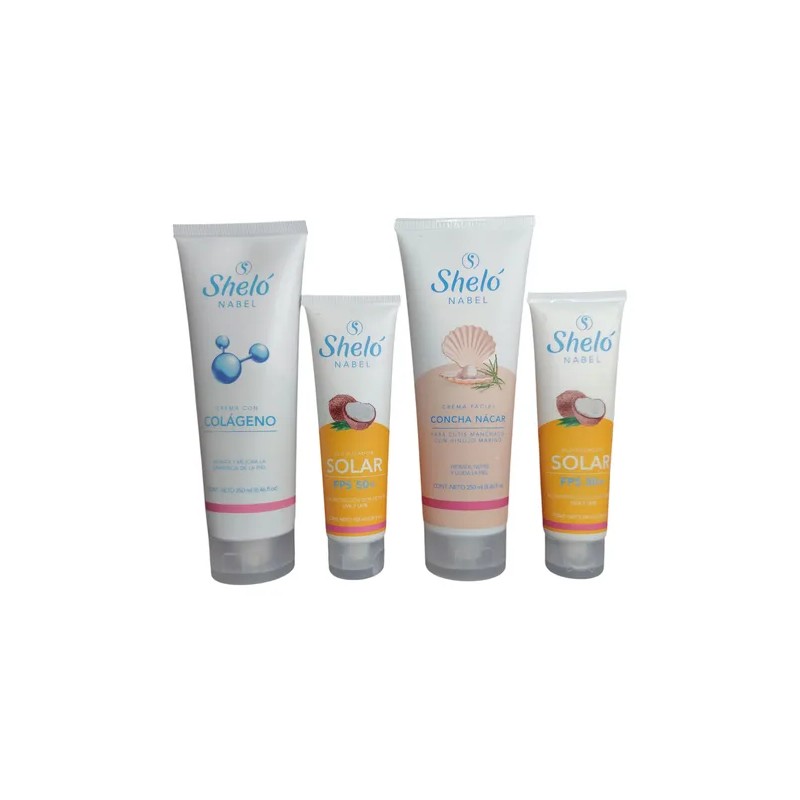 Kit Belleza Facial Concha Nácar, Colágeno Y Bloqueador Shelo