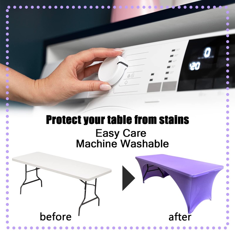 Dololoo Stretchable Tablecloths 6ft for Rectangle Tables with Open Back,