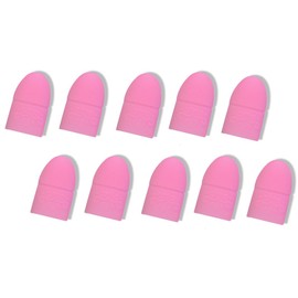 10Pcs/Set Reusable Silicone Nail Soakers UV Gel Nail Polish Remover Wrap Caps Nail Art Kits (Pink)