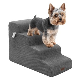 Deconovo Dog Stairs for Old Cats, Injured Doggies and Puppies, 3 Steps Pet Stairs Dog Ramp with Removable for Bed and Couch, Washable Cover and Non-Slip Floor, 22.5x15.7x15.7 Inch, Dark Gray