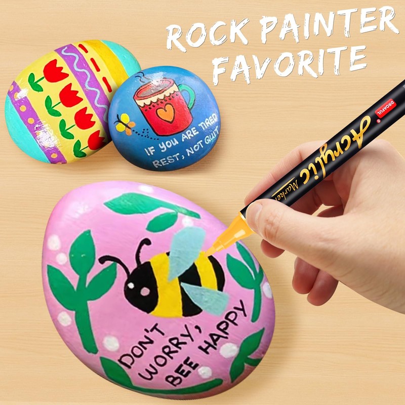 Droaful Acrylic Paint Pens Markers, 72 Pc Dual Tips Waterproof