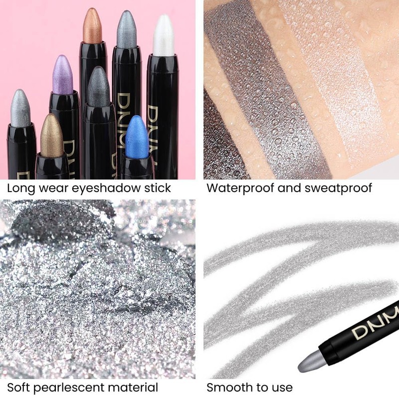 evpct 2Pcs Cream Eyeshadow Sticks Set for Eyes Dazzling Grey
