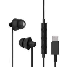 Lighting Headphones,MAXROCK Sleep Earbuds with Lightning Connector Sleep Headphone Earphones with Microphone and Volume Remote (Black)