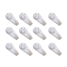 20 Pieces White Powerful Concrete Hard Wall Drywall Picture Hooks Traceless Nail Plastic Wall Hooks for Picture Frames Clock Hangers (2 Inch Length)