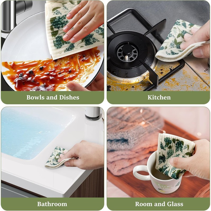 Uiopqrst Swedish Dishcloths, Reusable Kitchen Dish Towels, Absorbent Kitchen Dishcloths,