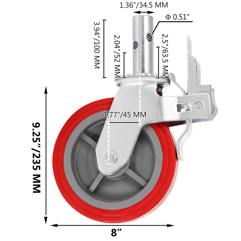 BestEquip Scaffolding Wheels Set of 4, 8" - Scaffolding Casters
