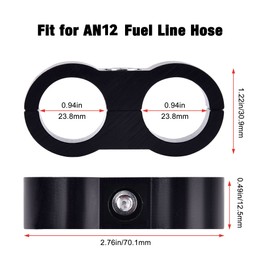 EVIL ENERGY 12AN Hose Separator Clamp, AN12 Fuel Line Mounting Clamp Aluminum Black 4PCS