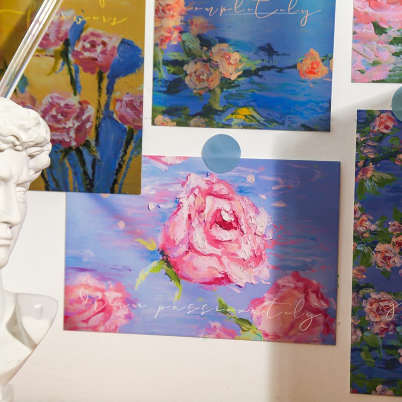 Oil Painting Paper Postcards,Sense of Hierarchy Art Greeting Cards,Love In