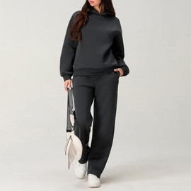 XBTCLXEBCO Bow Print Sweat Set for Women Oversized Sweatshirt and Sweatpants 2 Piece Lounge Set Fall Matching Tracksuit (Dark Grey, M)