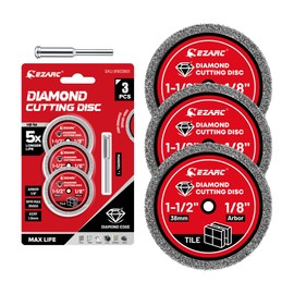 EZARC 1-1/2 Diamond Cutting Wheel, 1.5" x 1/8" Tile Cutting Wheel Durable 4-Pack, Rotary Tool Cutting Disc Accessories Include Mandrel