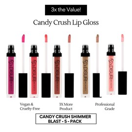DISURI Beauty Candy Crush Collection – 5 Pack | Non-Sticky, Vegan & Cruelty-Free | Shimmer & High Shine Finish | Sweet, Vibrant Colors