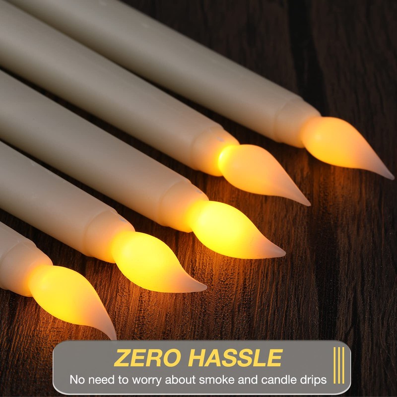 Tuanse 24 Pack Christmas Flameless Flicker Taper Candles with Remote
