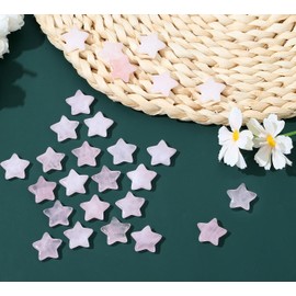 GUJOXILA 20pcs Rose Quartz Star Crystals Gemstones Healing Gifts for Women Beginners Bulk Reiki Polished Pocket Protection Meditation Divination Gem Stones