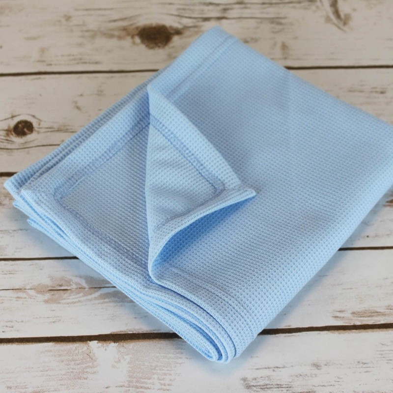 Interweave Healthcare Blue Hospital Thermal Throw Blanket, No Fluff Transfer,