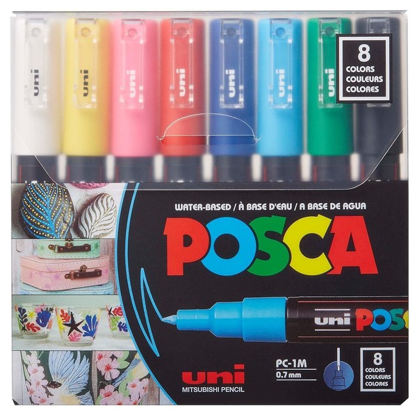 POSCA 8-Colour Paint Marker Set, PC-1M Extra Fine