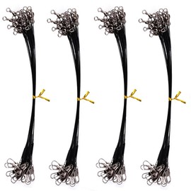 100 Pack Fishing Wire Leaders, 30 LB Steel Fishing Lure Wire Trace Leaders with Swivels and Snaps for Pike Hidden Main Line Prevent Fish Bite, 15/20/25/30cm (Black)