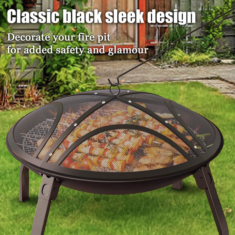 Fire Pit Spark Screen, 22 Inch Outdoor Fire Pit Screen