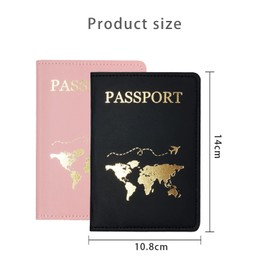 XDGBGFN Pack of 4 Passport Covers and Luggage Tags Luggage Tags with Address Label PU Leather Travel Accessories Passport Holder for Credit Cards ID Travel Documents, pink and black