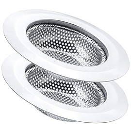 2 Pcs Kitchen Sink Strainer, Stainless Steel Drain Cover, Large Wide Rim 4.5" Diameter, Anti Clogging Basket Catcher, Dishwasher Safe