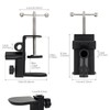 OriGlam Table Mount Clamp, Metal Mic Desk Clamp Holder, 3-in-1