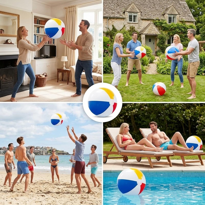 ZKFSIE Beach Ball, 4-Pack Inflatable Beach Balls, Vibrant Design for