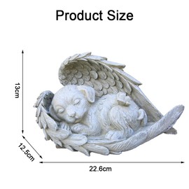Angel Dog Memorial Statue Angel Wings Garden Sculpture Cherished Pet Memorial Stone with Wings, Heartfelt Keepsake for Dog Loss, Beautiful Garden Decoration & Grave Marker
