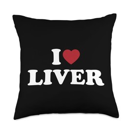 I Love Liver, Heart Liver Throw Pillow, 18x18, Multicolor