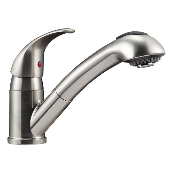 Dura Faucet DF-NMK852-SN RV Pull-Out Swivel Single Handle Kitchen Sink Faucet - One-Hole (Brushed Satin Nickel)